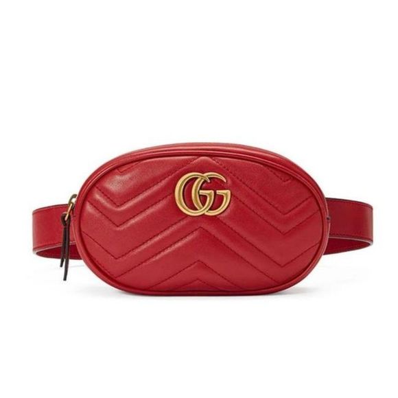 Gucci Handbags - Belt Marmont 65 Gg Small Matelasse Red Leather Messenger Bag